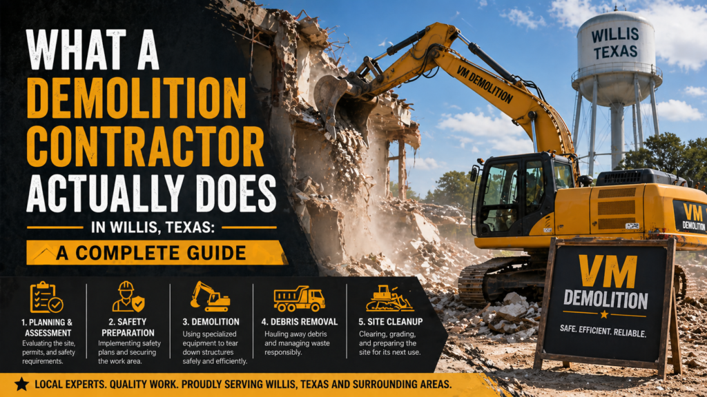 What a Demolition Contractor Actually Does in Willis, Texas: A Complete Guide