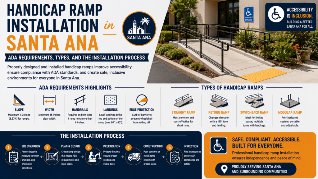 Handicap Ramp Installation in Santa Ana: ADA Requirements, Types, and the Installation Process